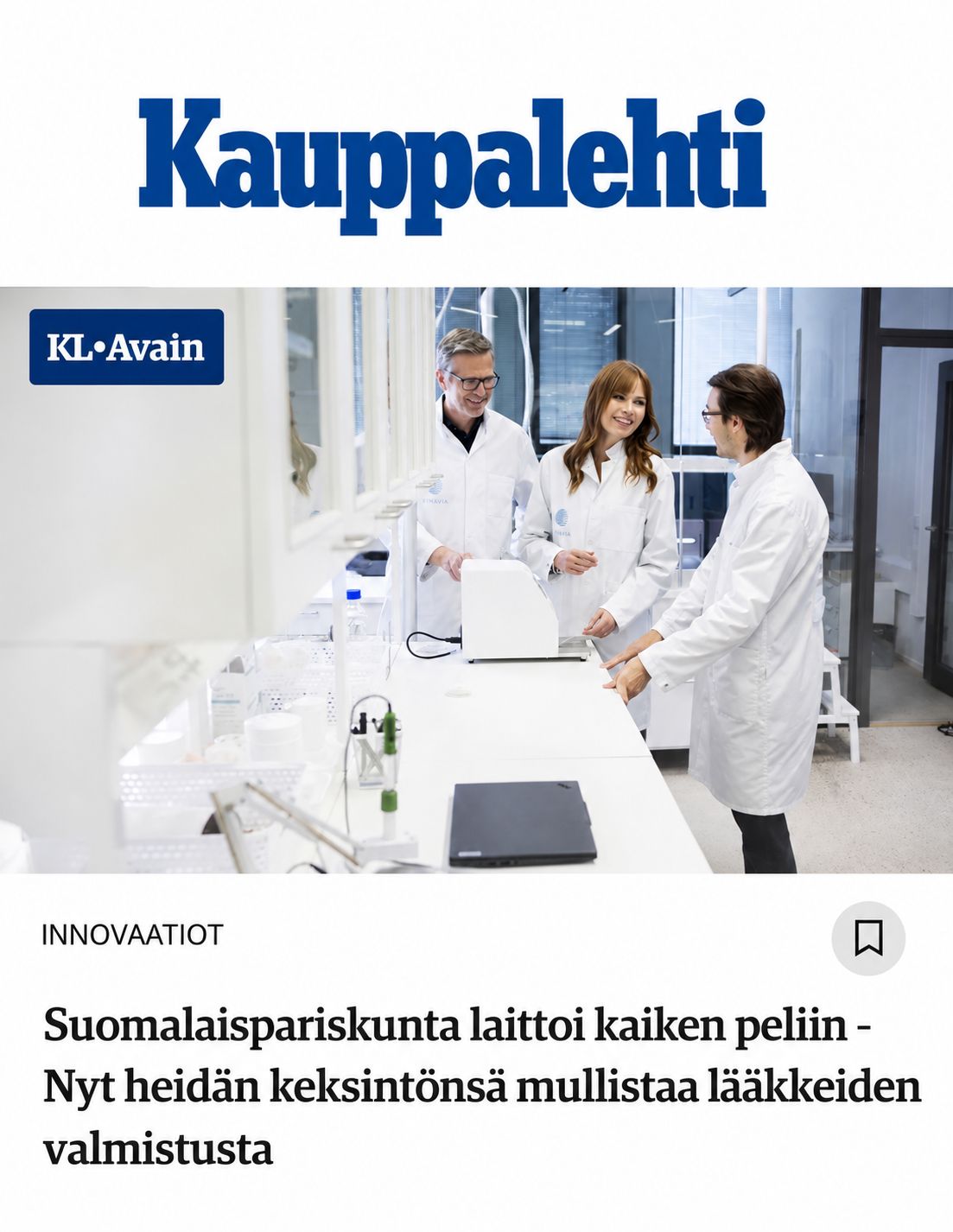 On the Front Page of Kauppalehti