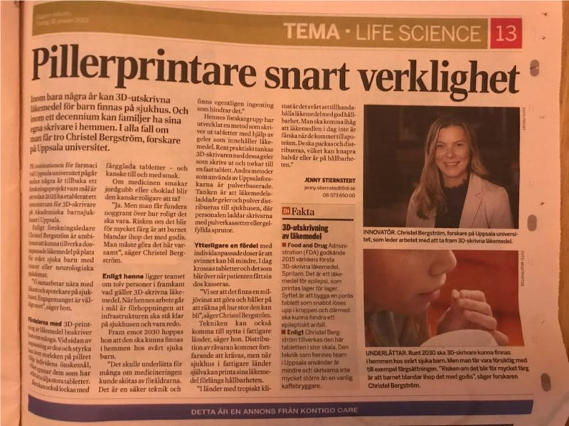 3D Printed Medicine In News